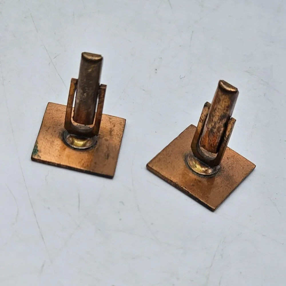Vintage Cufflinks Copper Toned Square With Geometric Spiral